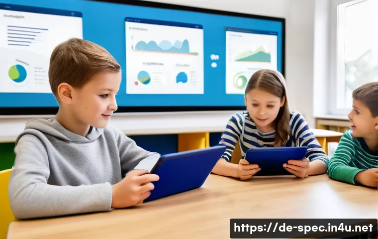 특수교육과 특수교육 데이터 분석 - A modern inclusive classroom scene in a German school, showing a diverse group of children with spec...