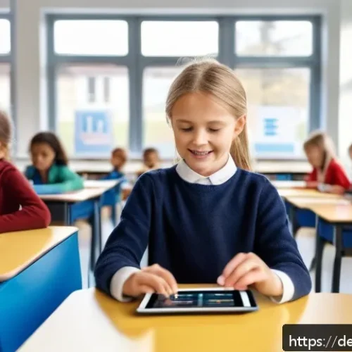 특수교육과 특수교육 평가 방법 - A modern classroom setting in Germany featuring a special education teacher using a tablet with adap...